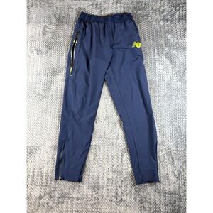New Balance Track Pants Women Medium Navy Blue Stretch Tapered Leg Ankle Zip